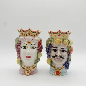 Coppia teste di moro con frutti decorate